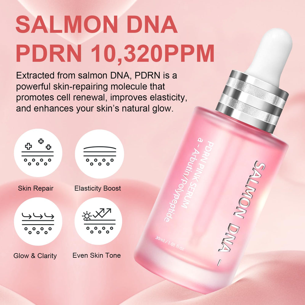 SKSOYT Pink Peptide 12 PDRN Serum pump-application demonstrates quick absorption and hydration