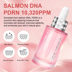 SKSOYT Pink Peptide 12 PDRN Serum pump-application demonstrates quick absorption and hydration
