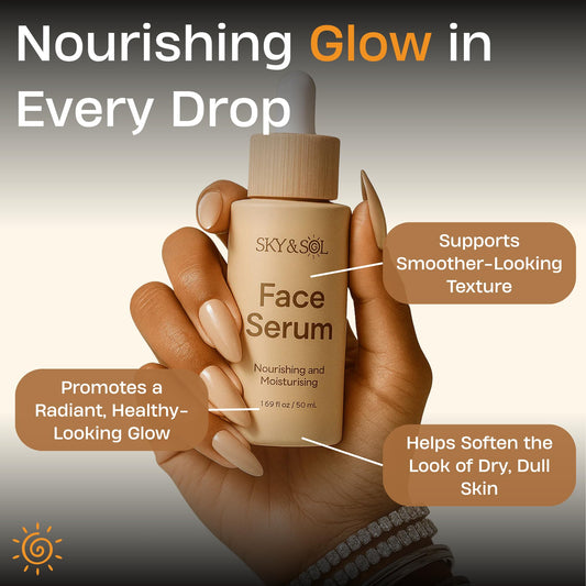 Sky and Sol serum texture swirl highlighting smooth, fast-absorbing hydration.