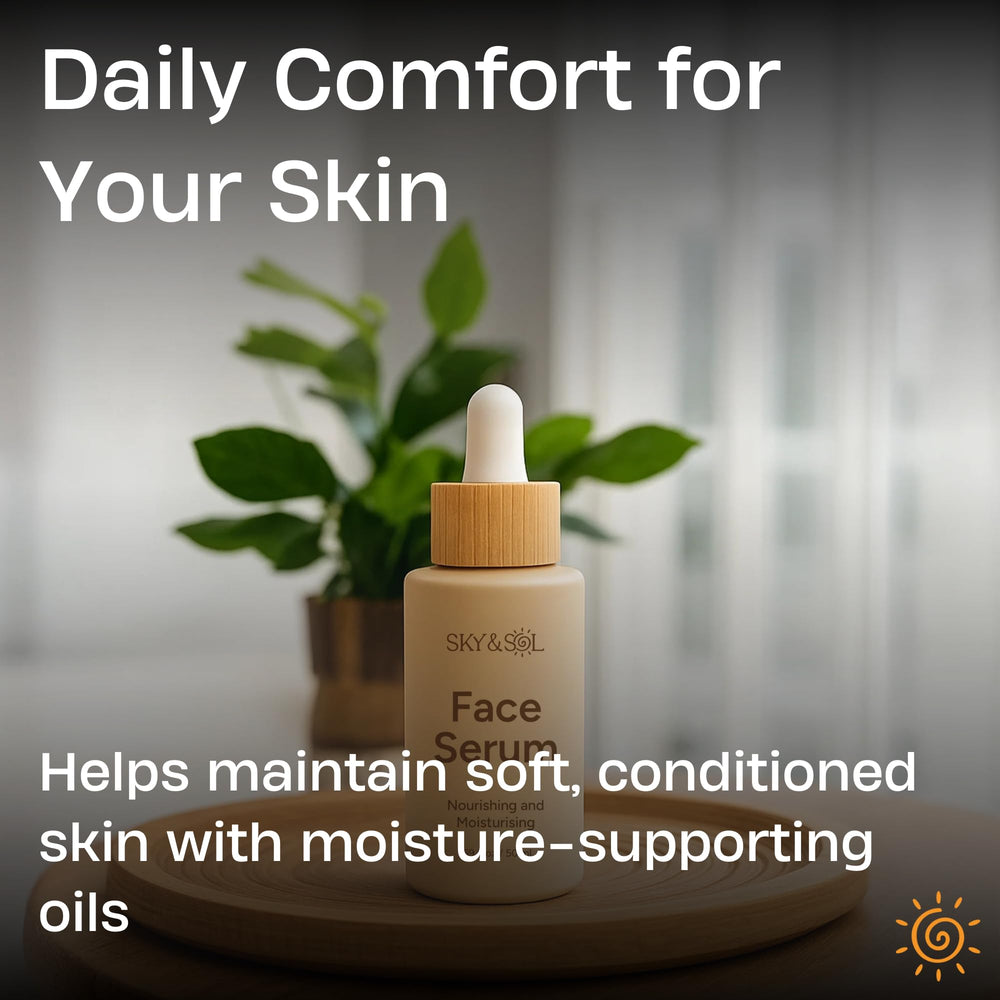 Sky and Sol application routine on the face promoting radiant-looking skin.