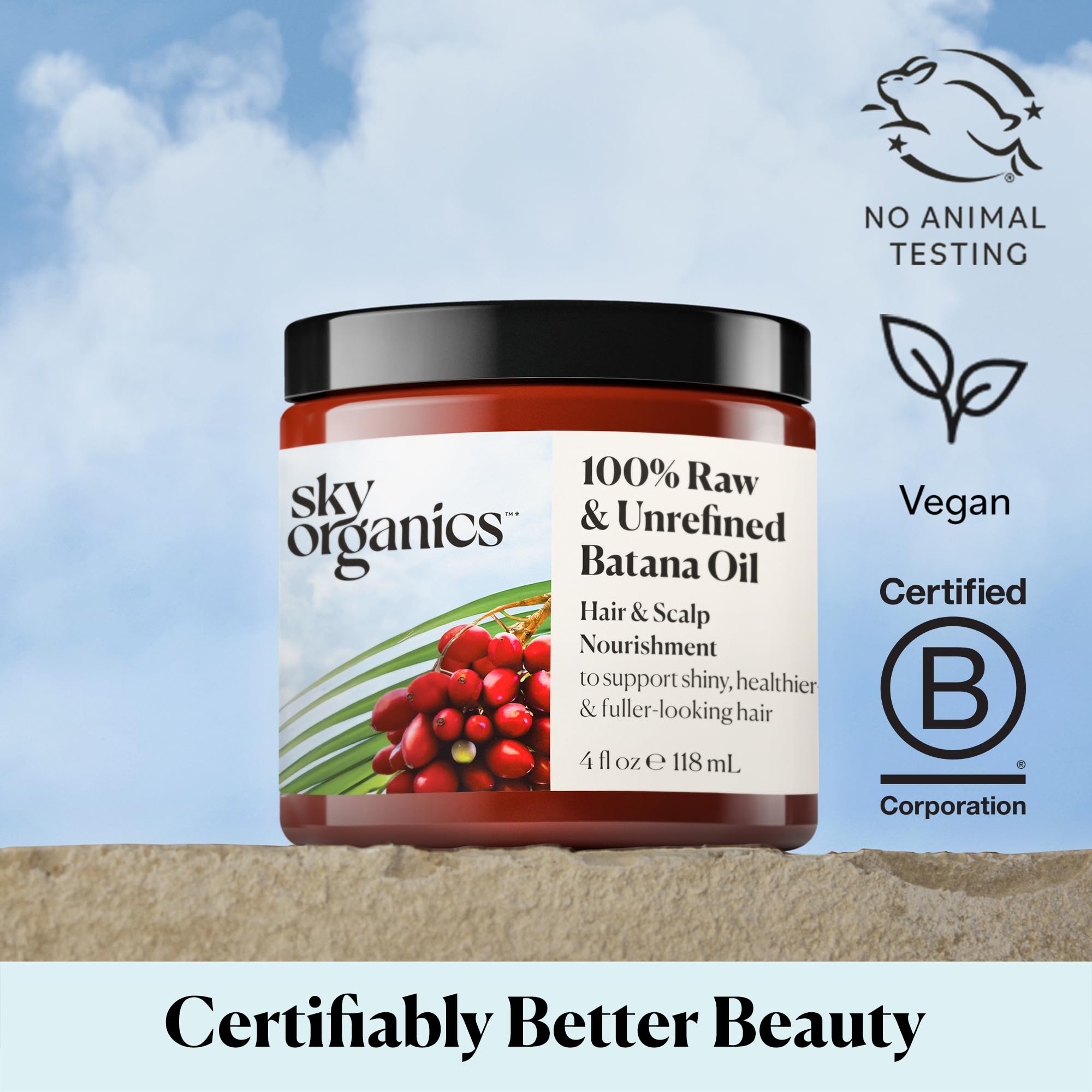 Sky Organics Batana Oil uses a simple botanical approach for easy self-care.