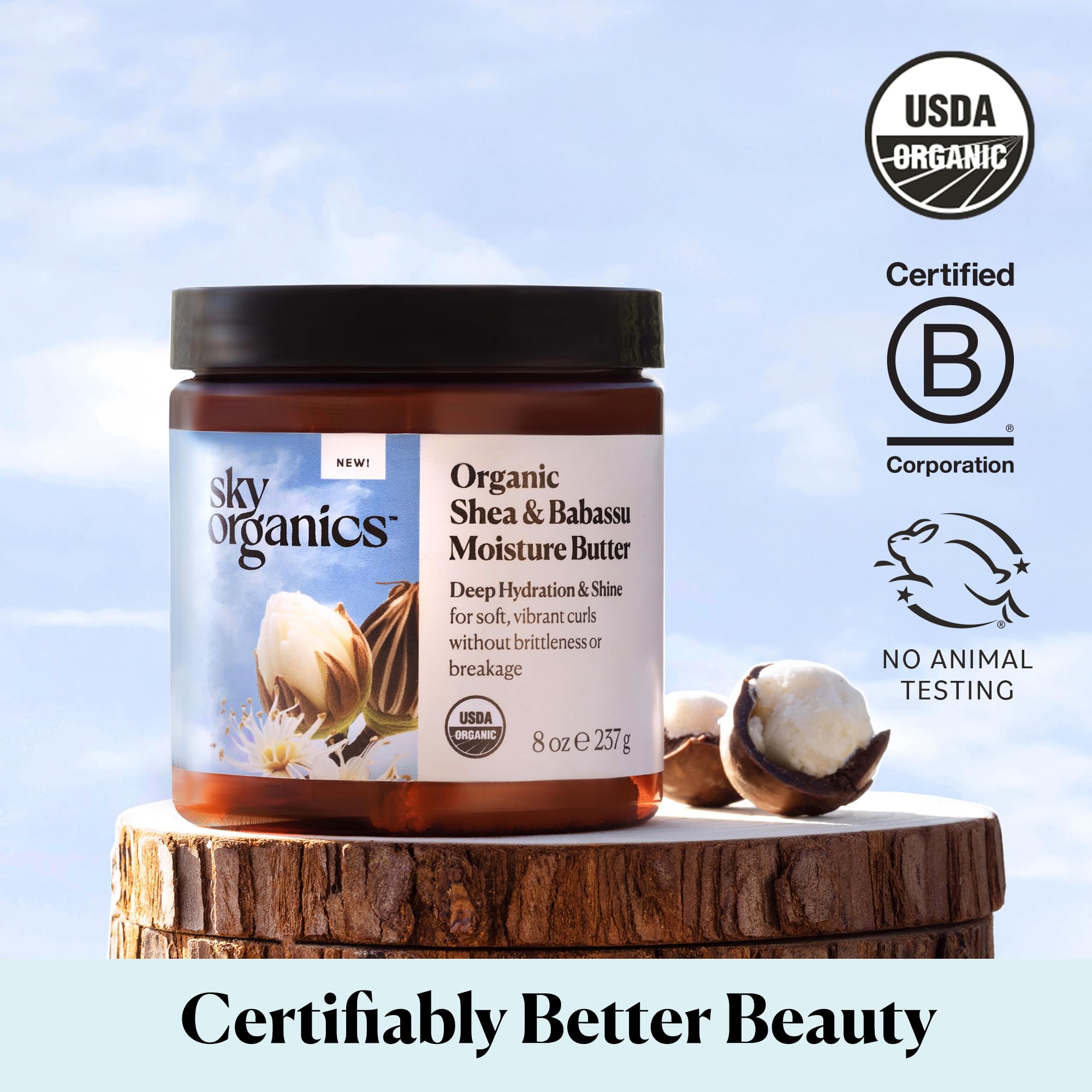 Sky Organics Shea Butter features a light citrus scent from orange peel oil