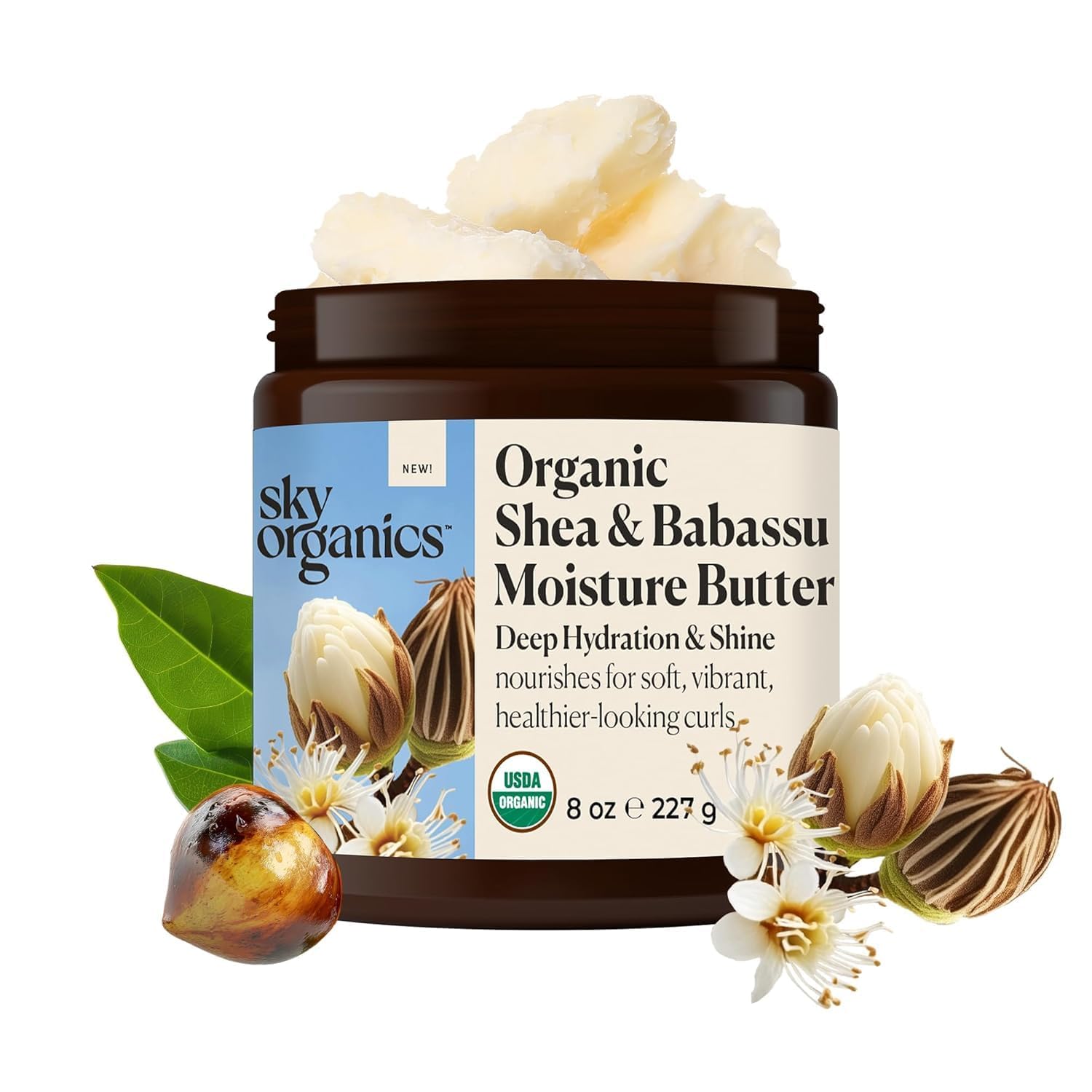Sky Organics Shea Butter for hair moisture and shine, ideal for curly textures
