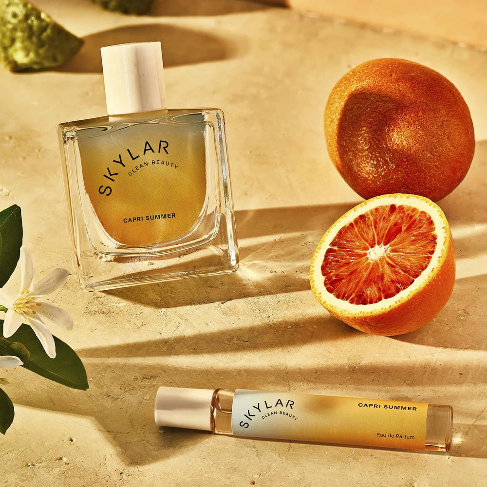 Note graphic highlighting grapefruit, neroli, and bergamot for sensory curiosity