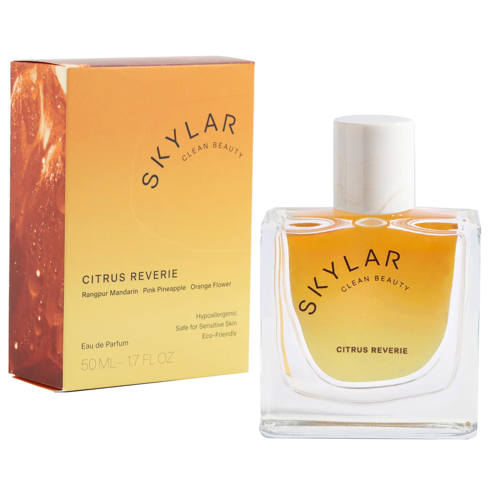 Skylar Citrus Reverie bottle front, clean everyday fragrance for sensitive skin.
