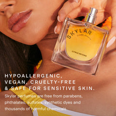 Skylar Citrus Reverie packaging box highlighting vegan, cruelty-free fragrance ethics.