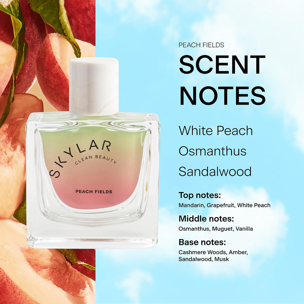 Middle notes scene suggests osmanthus and muguet with vanilla warmth.