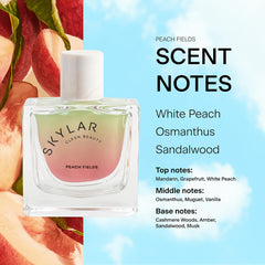 Middle notes scene suggests osmanthus and muguet with vanilla warmth.