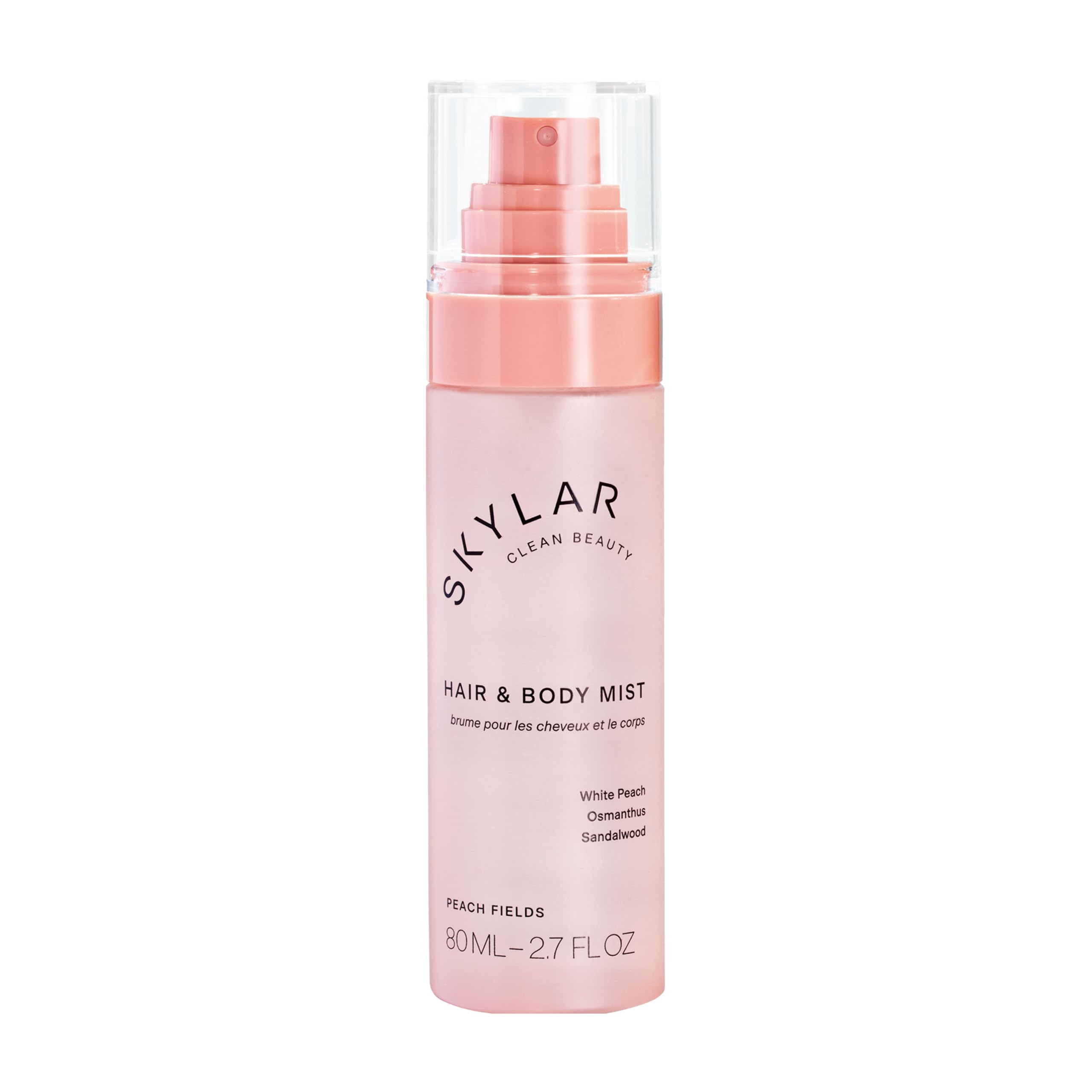 The Skylar Peach Fields mist bottle close-up for everyday refresh.