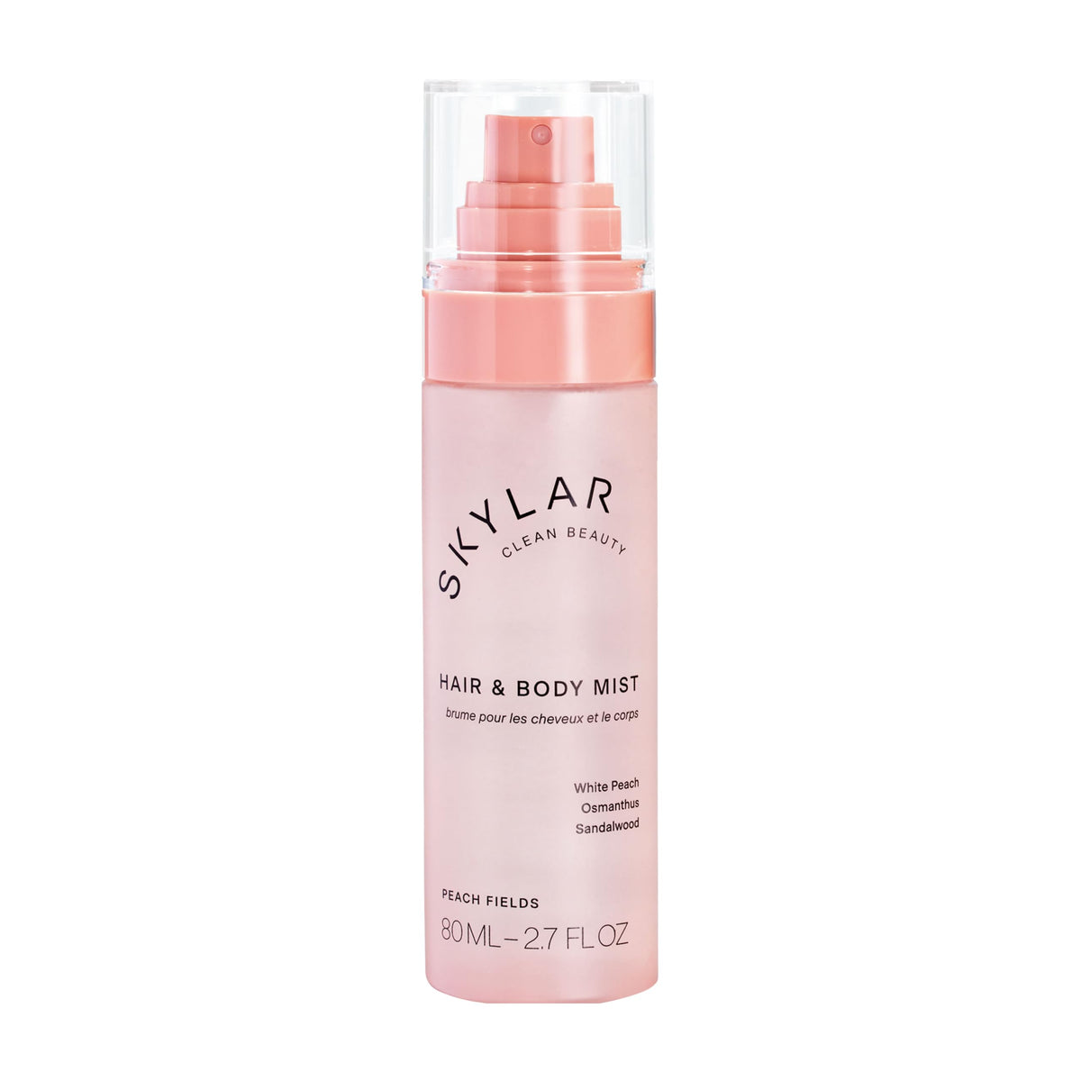 The Skylar Peach Fields mist bottle close-up for everyday refresh.