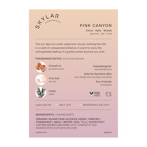 Skylar Pink Canyon bottle cap close-up emphasizing safe, clean formula.
