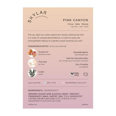 Skylar Pink Canyon bottle cap close-up emphasizing safe, clean formula.