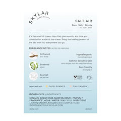 Skylar Salt Air driftwood note close-up conveying coastal freshness