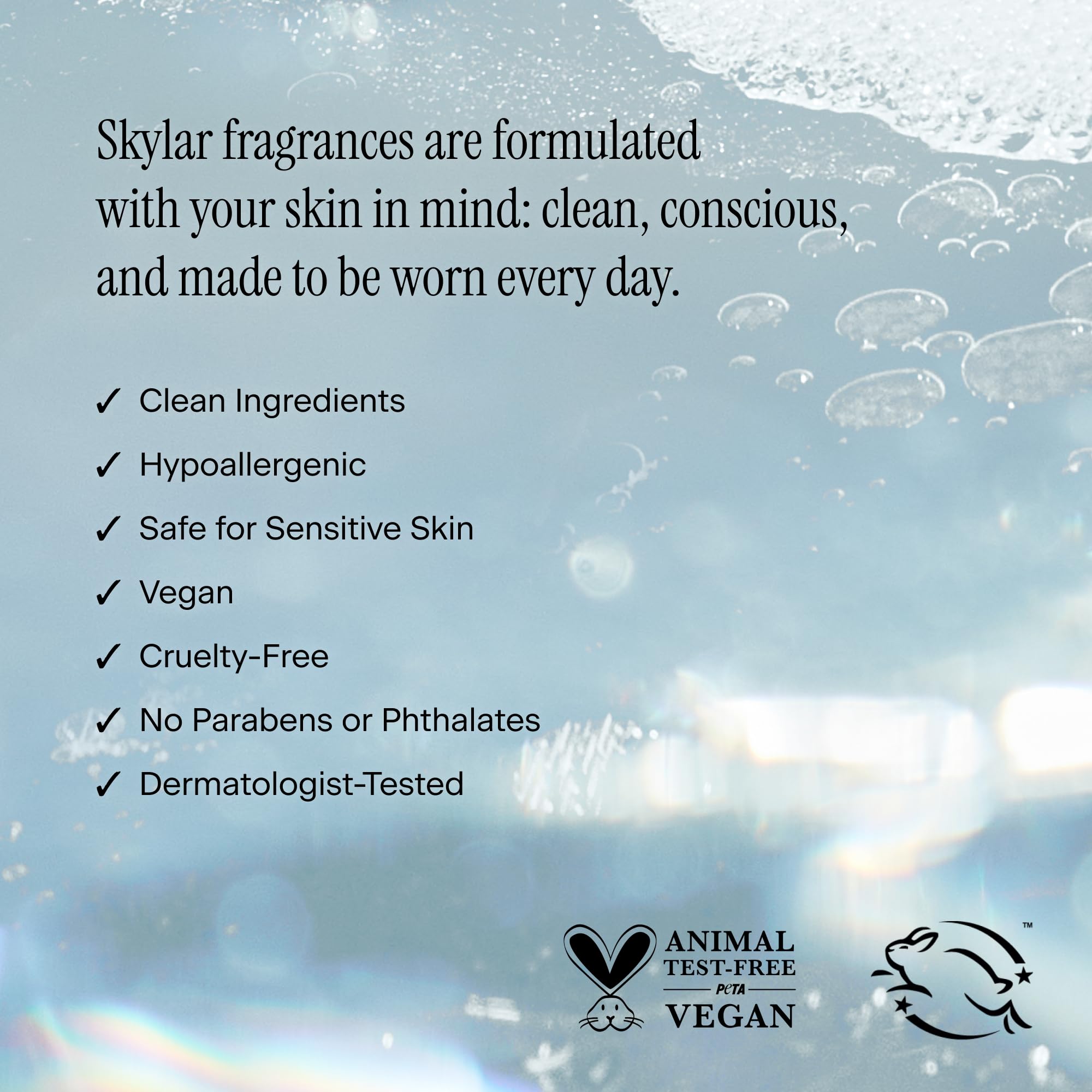 Skylar Salt Air driftwood-vanilla base hints at warmth and lasting scent.