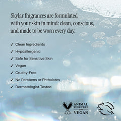 Skylar Salt Air driftwood-vanilla base hints at warmth and lasting scent.