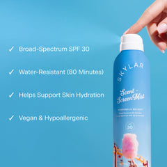 Skylar Sunscreen Mist base notes vanilla coconut musk