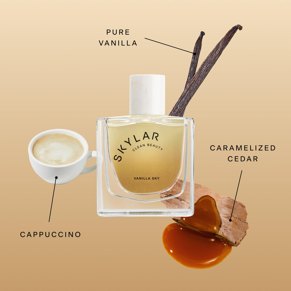 Close-up of the Skylar Vanilla Sky cap shows a vegan, cruelty-free formula.