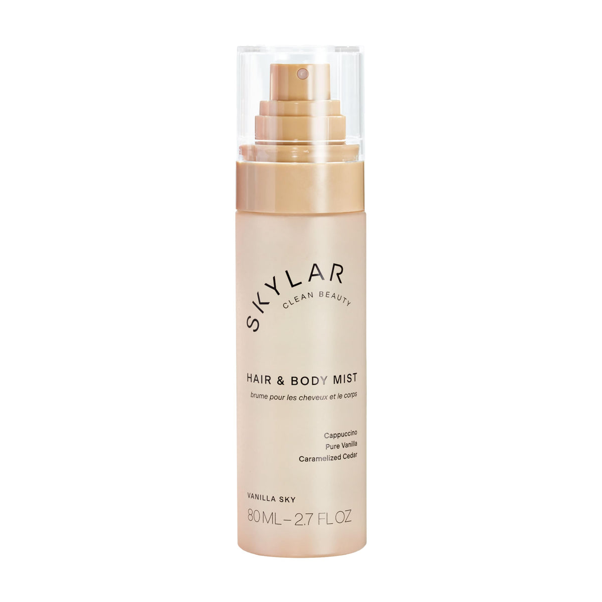 Skylar Vanilla Sky hair mist bottle shows warm vanilla essence for daily freshness
