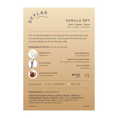 Skylar Vanilla Sky packaging emphasizes cappuccino and vanilla notes for cozy evenings.