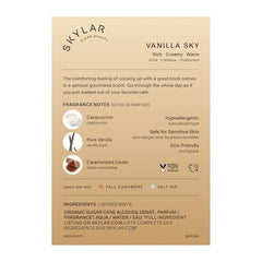Skylar Vanilla Sky packaging emphasizes cappuccino and vanilla notes for cozy evenings.