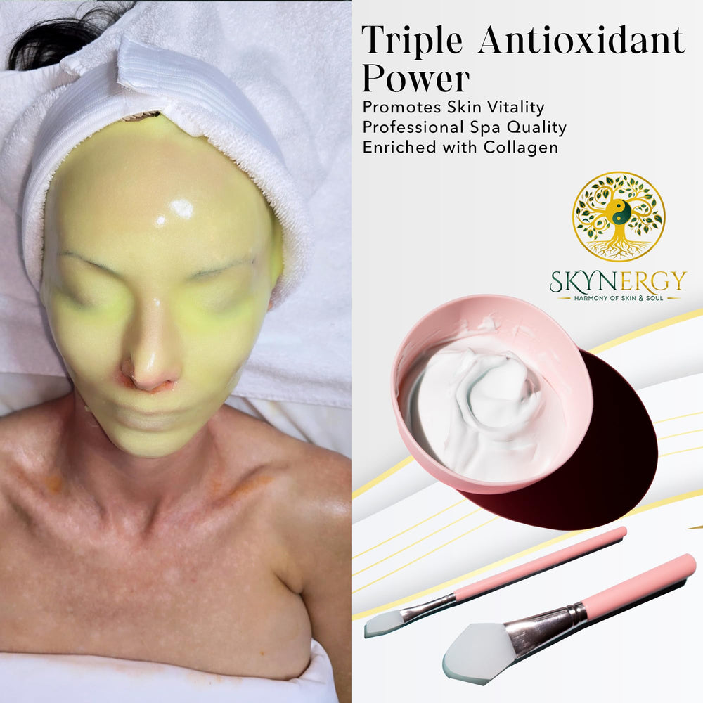 SKYNERGY Collagen Boost Hydro Glo Jelly Mask peel-off action on skin.