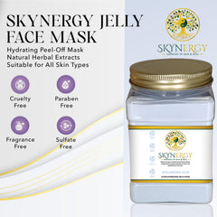 SKYNERGY Hyaluronic Acid Jelly Mask application demonstrating soothing at-home treatment.