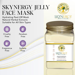 SKYNERGY Hydro Glo Jelly Mask being applied for a cooling, refreshing facial treatment.