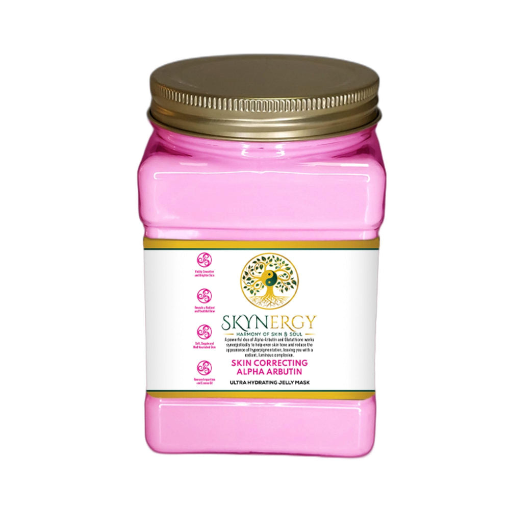 SKYNERGY Alpha Arbutin Jelly Mask application delivers deep hydration and cooling.
