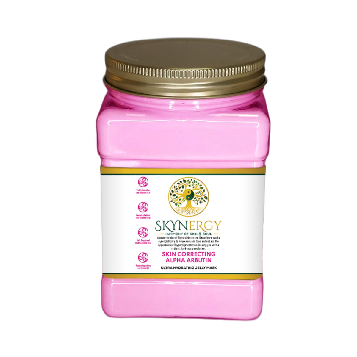 SKYNERGY Alpha Arbutin Jelly Mask application delivers deep hydration and cooling.