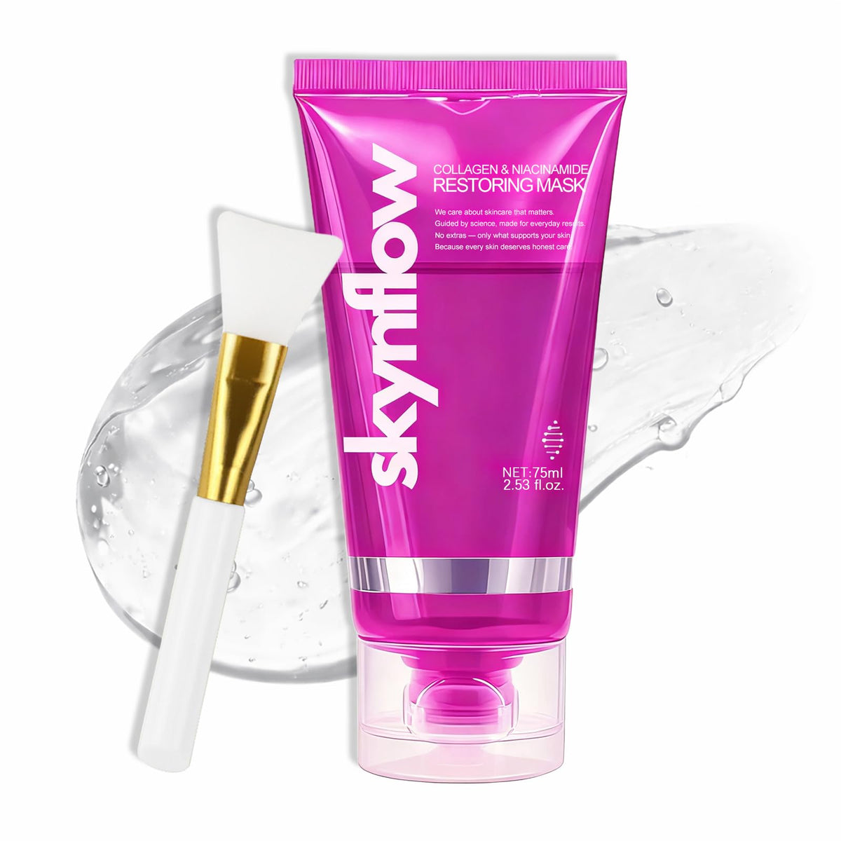 Skynflow collagen mask overnight setup for hydration and morning freshness.