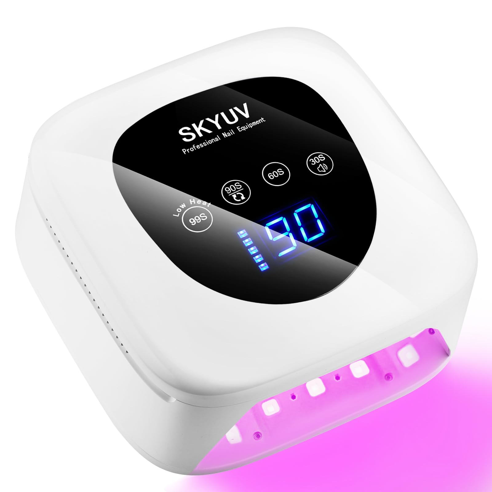 SKYUV rechargeable nail lamp shown for cordless gel curing at home