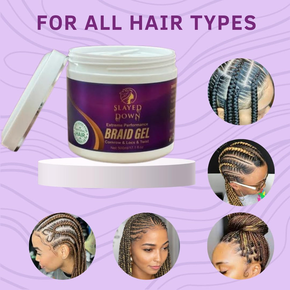 SLAYED DOWN application on damp hair for smooth grip and control.
