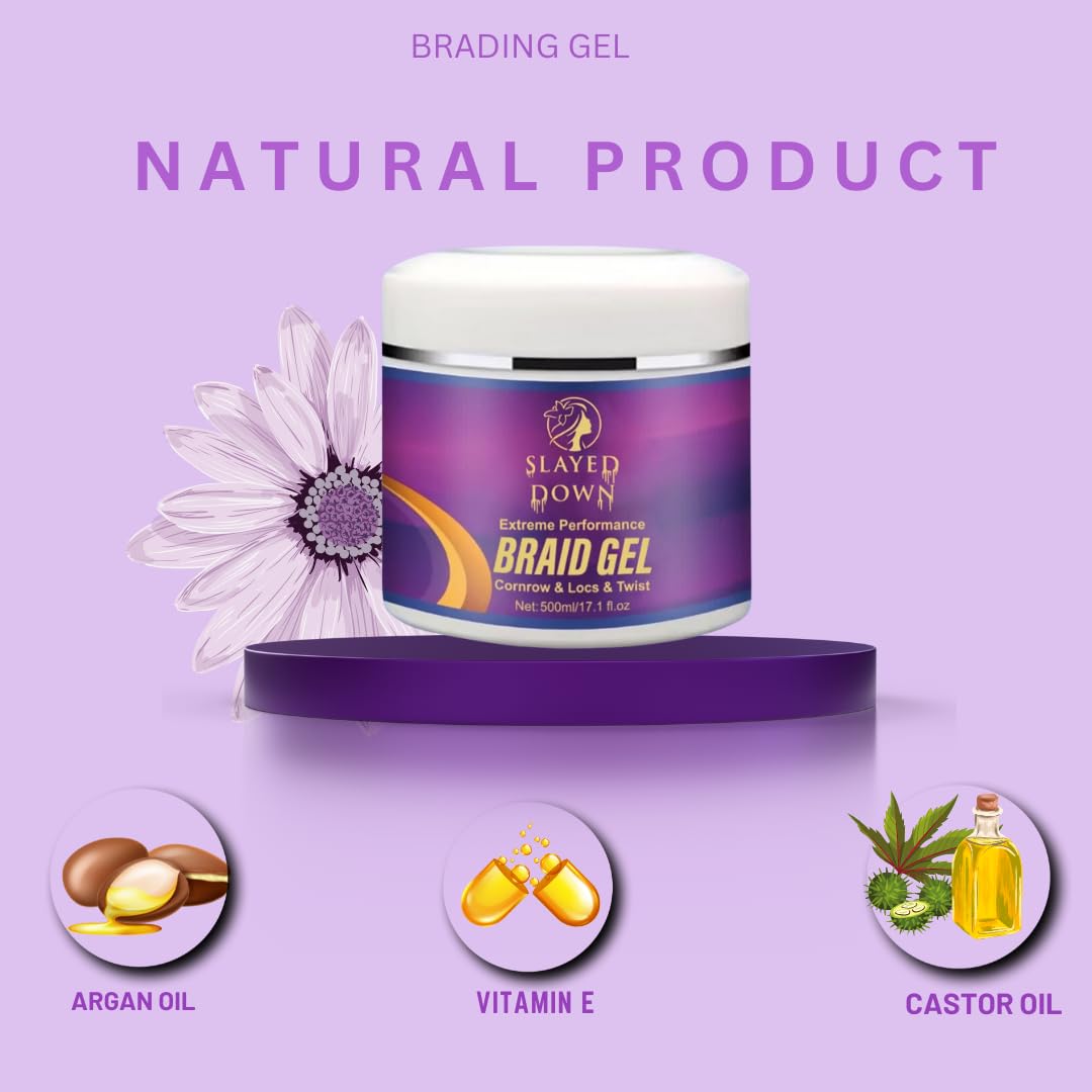 SLAYED DOWN gel on cornrows provides frizz-free shine and smoothness.