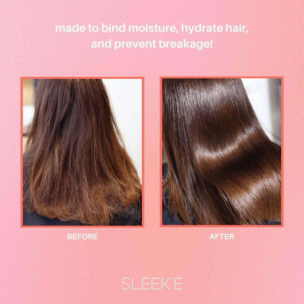 Sleek'e Silk'e Repair Therapy after use with glossy, smooth hair appearance.