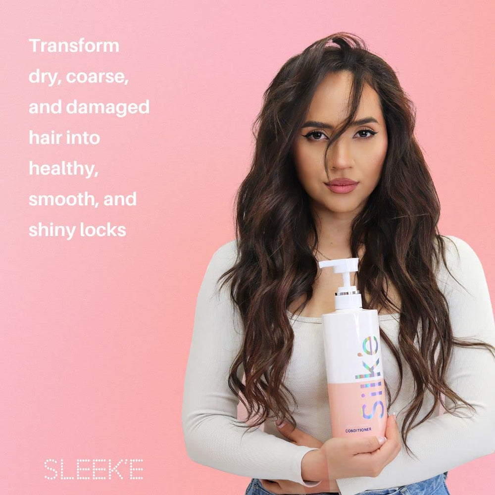 Sleek'e Silk'e Repair Therapy Conditioner with coconut oil nourishes and hydrates.