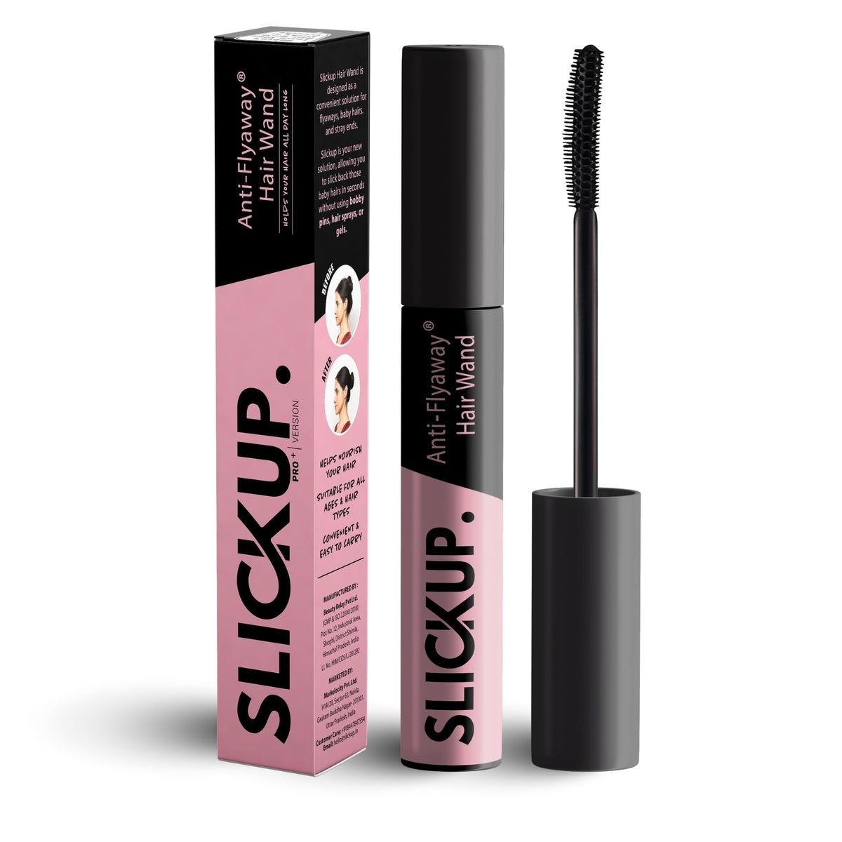 SLICKUP Anti-Flyaway Hair Wand smooths baby hairs for a sleek, camera-ready look.