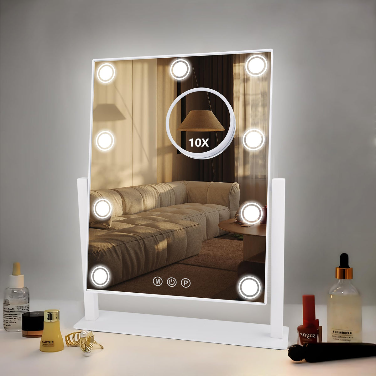SLIMOON lighted makeup mirror 14x12 delivers studio-like visibility for precise makeup