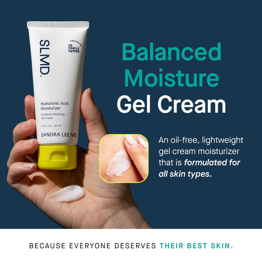 SLMD moisturizer application swatch illustrating lightweight texture for quick absorption.