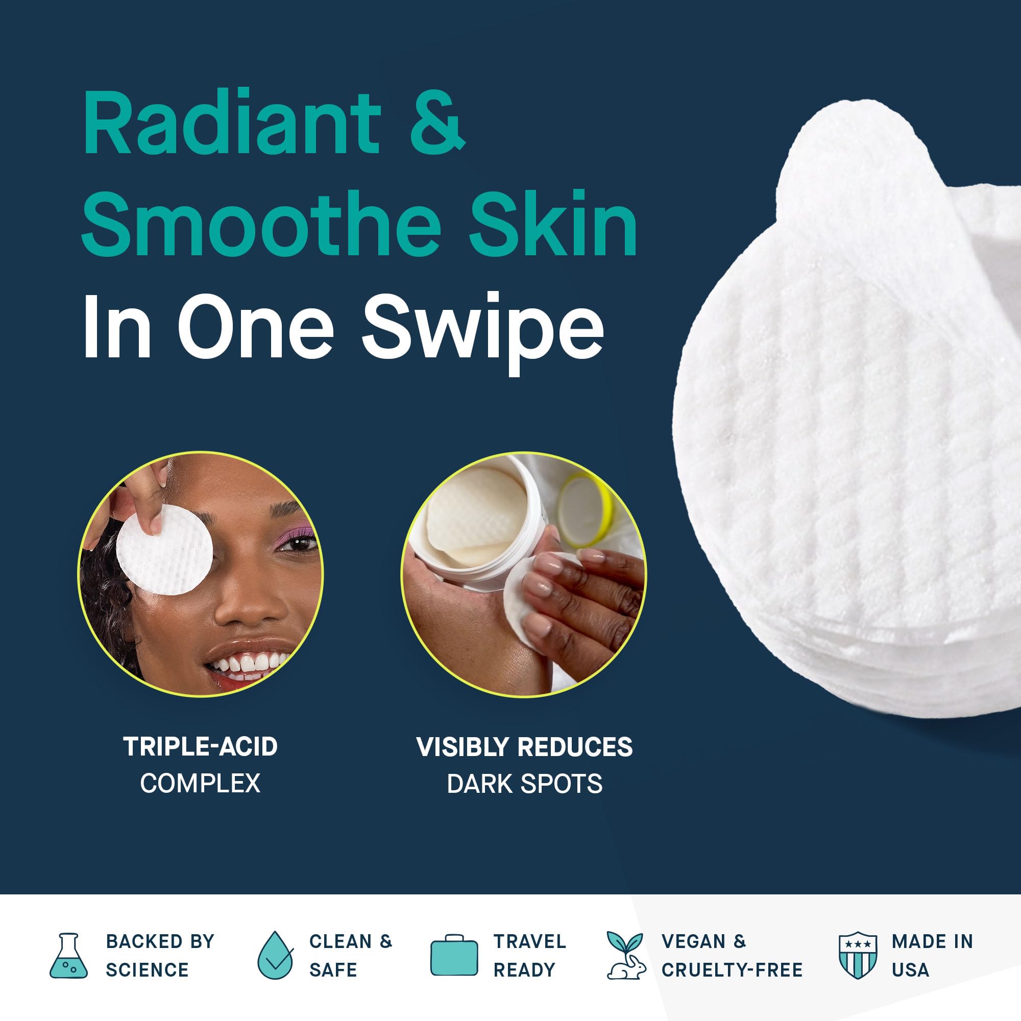 SLMD toner pads textured pad after use suggests refreshed, smooth skin
