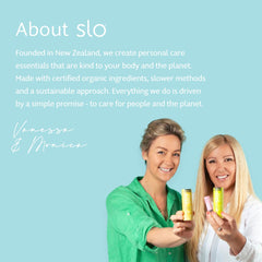 Cruelty-free vegan certification logos on Slo packaging