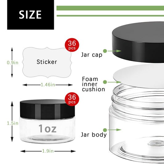 Slomg round clear mini containers that clearly show contents for quick identification