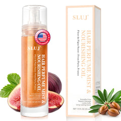 SLUJ hair perfume bottle showcases fig and white cedar fragrance for all-day freshness.