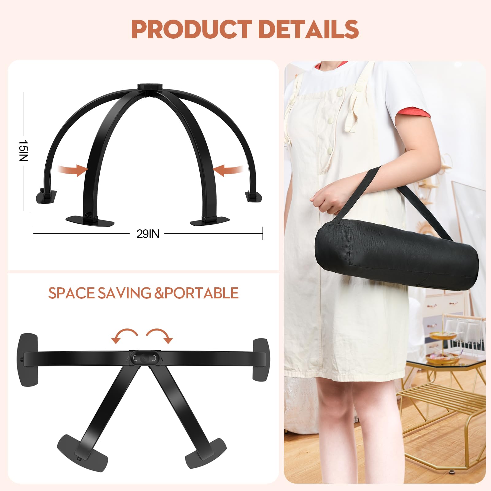 SLYFTE Foldable arch lamp saves space and doubles as a compact storage bag.