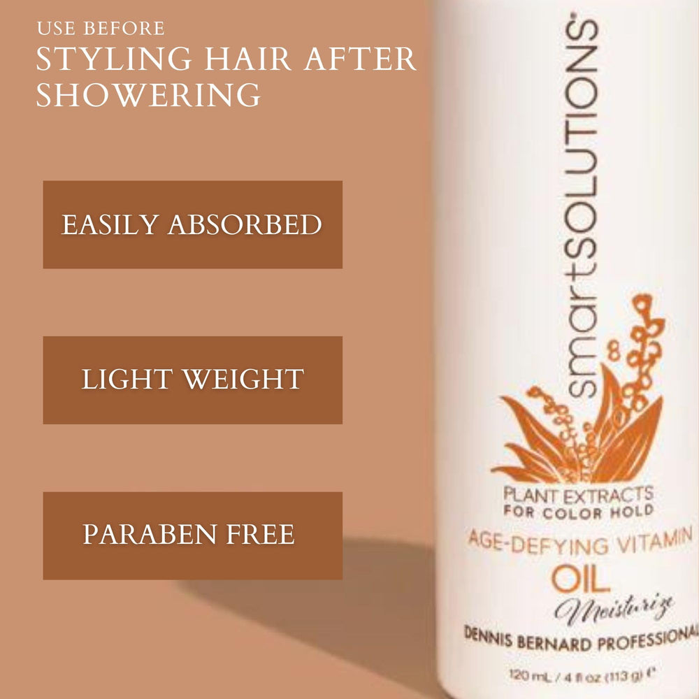 SMART SOLUTIONS Age Defying Vitamin Oil pour action highlights quick absorption.