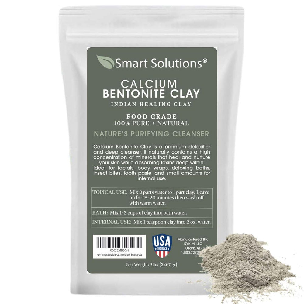 SMART SOLUTIONS Calcium Bentonite Clay powder for skin detox and facial masks.