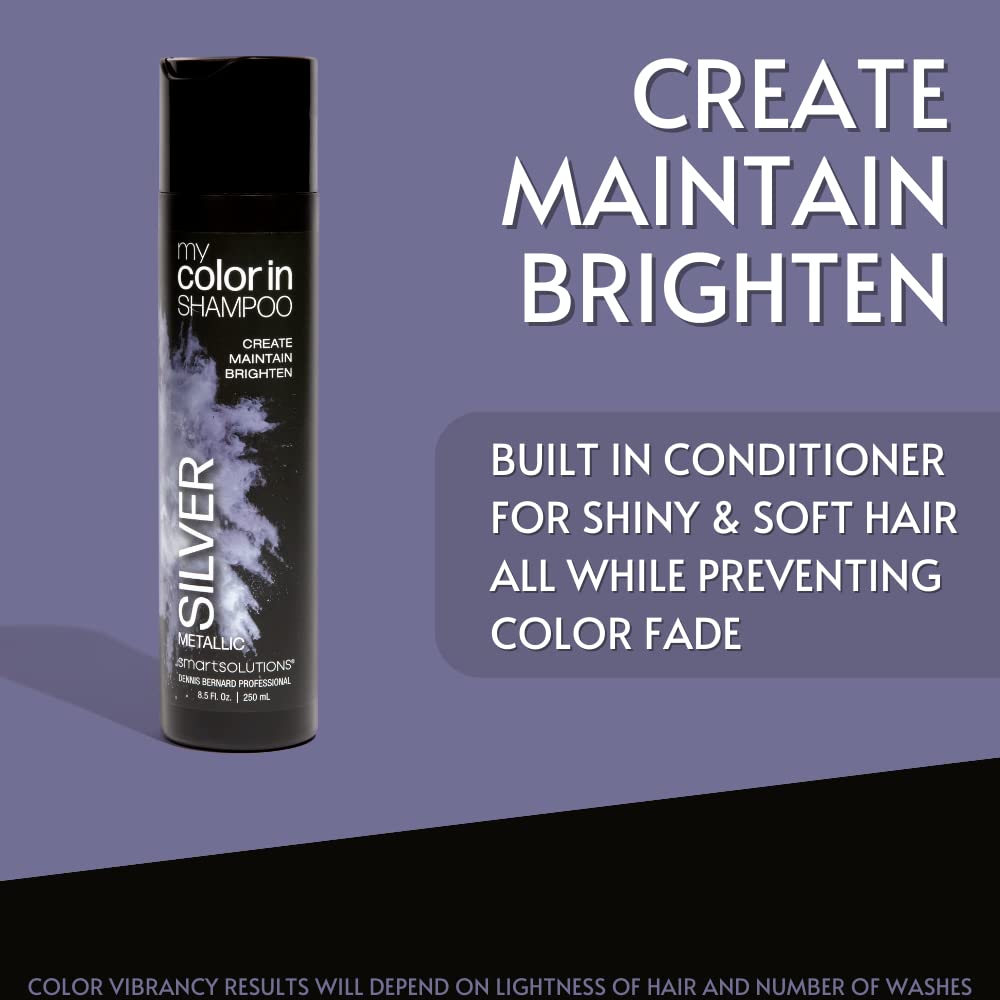 SMART SOLUTIONS My Color In Color Depositing Shampoo Metallic Silver lather closeup boosts shine