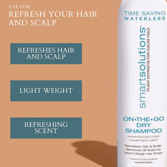 SMART SOLUTIONS On-The-Go Dry Shampoo absorbs oil at roots to reduce greasiness