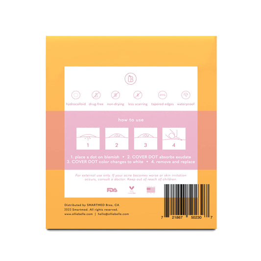 Hydrocolloid dots absorbing fluids and oils from blemish with SMARTMED