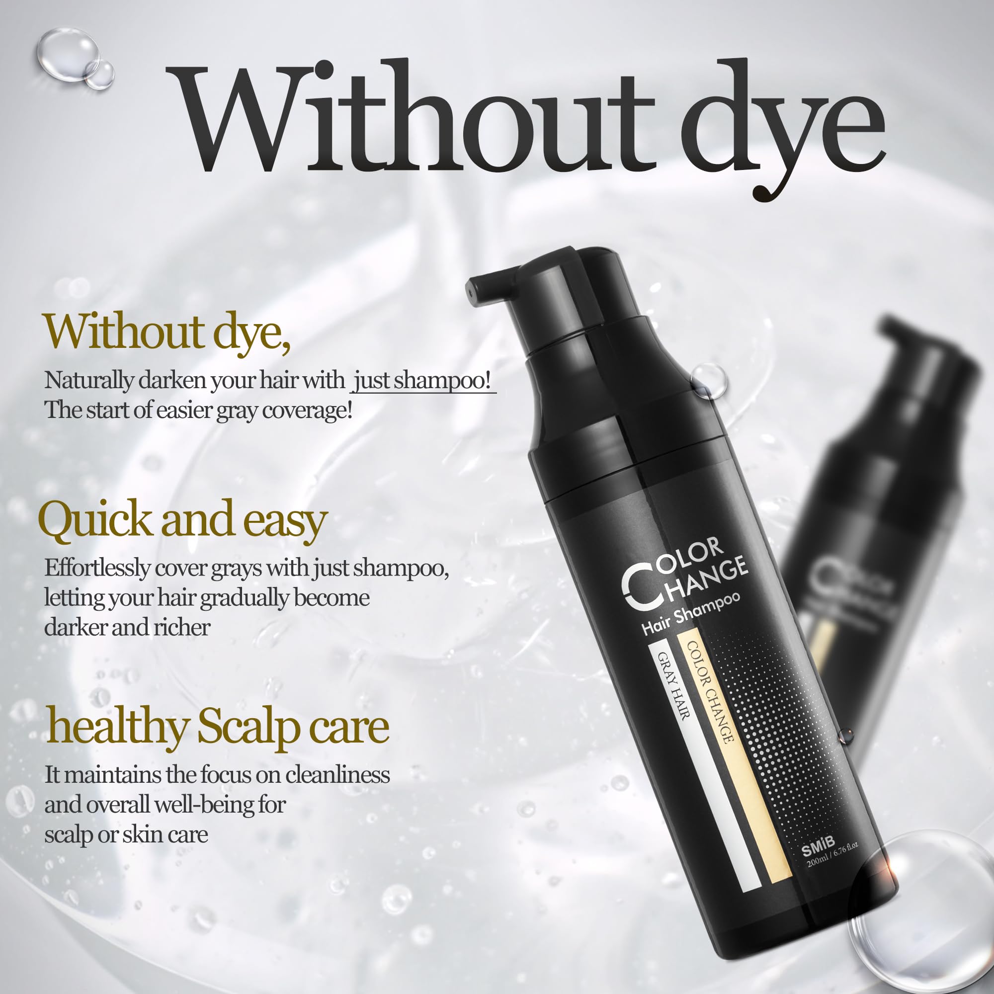 SMIB ColorChange Shampoo label close-up highlighting hypoallergenic formula for sensitive scalps.