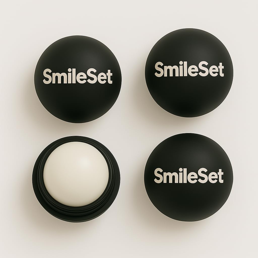 SmileSet hydrating lip balm sphere pack of four provides long-lasting moisture for soft lips.